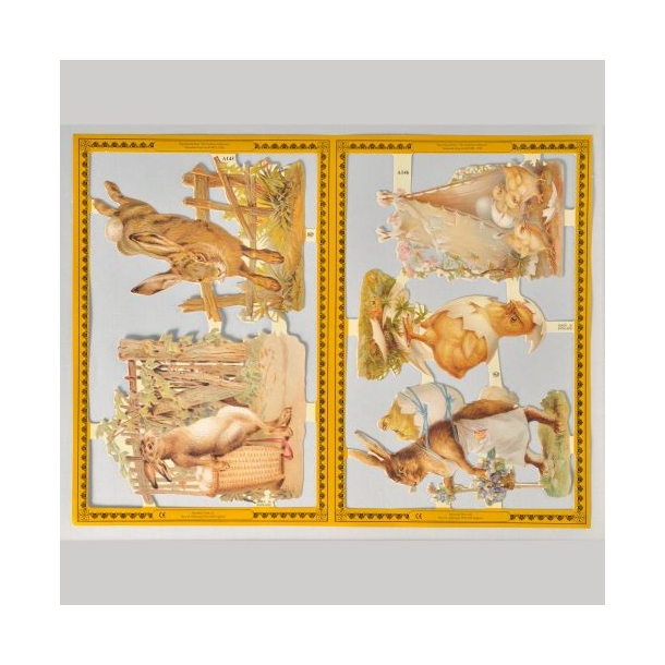 Glansbilleder harer og kyllinger A145-146