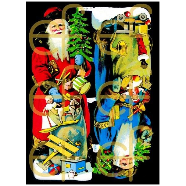 Glansbilleder julemnd m. sk / 3-7151