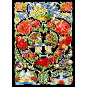 Glansbilleder krlighedsblomster / 3-7023