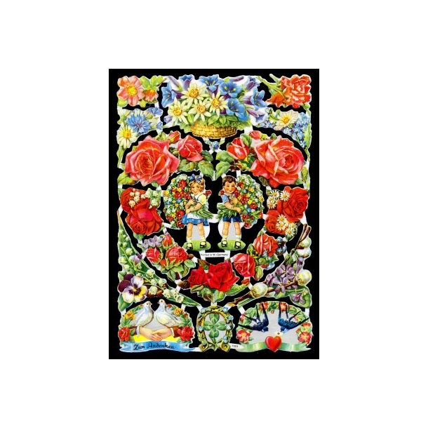 Glansbilleder krlighedsblomster / 3-7023