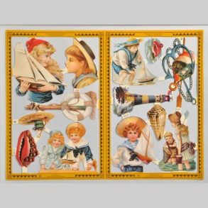 Glansbilleder maritime brn A163-164