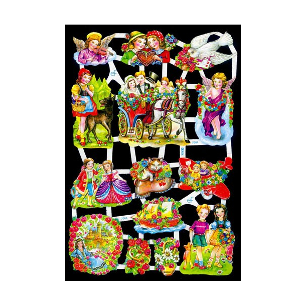 Glansbilleder romantisk familie/ 3-7004