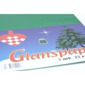 Glanspapir 5 ark, 35 x 50 cm, grn
