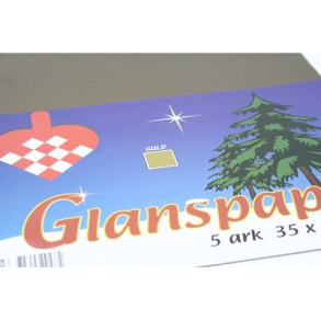 Glanspapir 5 ark, 35 x 50 cm, guld