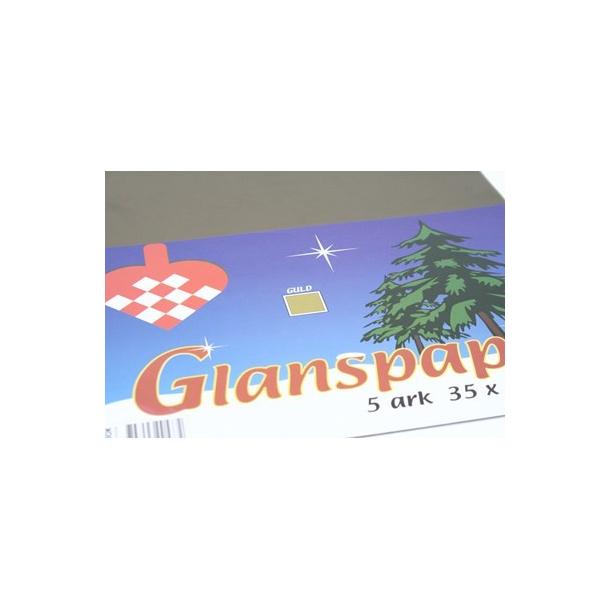 Glanspapir 5 ark, 35 x 50 cm, guld