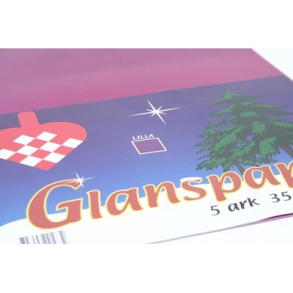 Glanspapir 5 ark, 35 x 50 cm, lilla