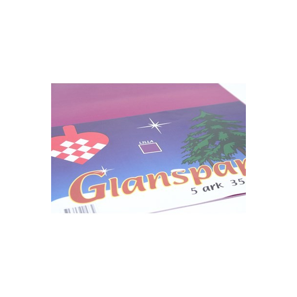 Glanspapir 5 ark, 35 x 50 cm, lilla