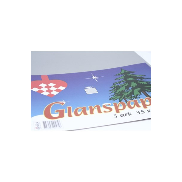 Glanspapir 5 ark, 35 x 50 cm, slv