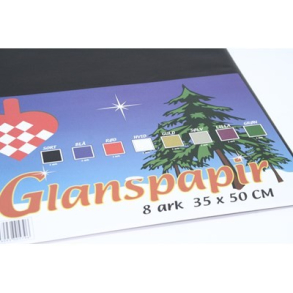 Glanspapir 8 ark, 35 x 50 cm, assorteret farver