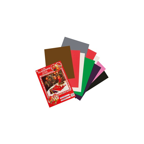 Glanspapir, ark med ideer og modeller, 8 farver, 34x25cm