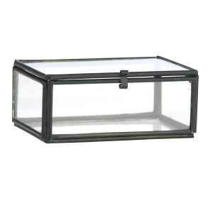 Glas boks, aflang, sort