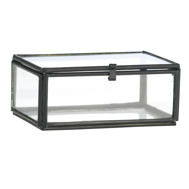 Glas boks, aflang, sort