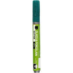 Glas- og porcelnstusch, stregtykkelse: 2-4 mm, mrk grn, glitter - halvdkkende