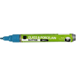 Glas- og porcelnstusch, stregtykkelse: 2-4 mm, turkis, glitter - halvdkkende