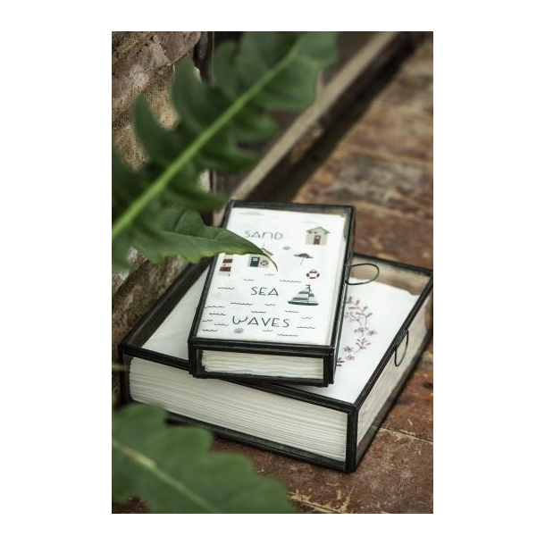 Glasske m/lg Solitaire aflang