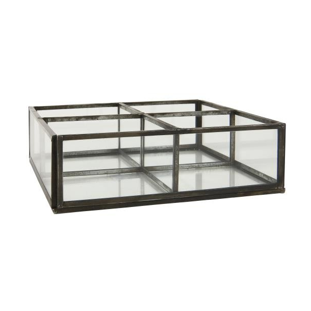 Glasbox med 4 rum, ben