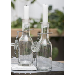 Glasflaske med patentlg til bedelys