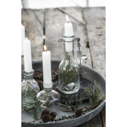 Glasflaske med patentlg til bedelys