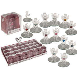 Glasengel med hjerte, 5cm