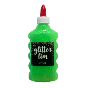 Glitterlim, fin glitter, 177 ml, Lysegrn