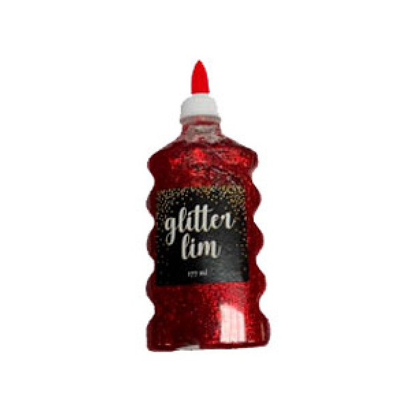 Glitterlim, fin glitter, 177 ml, Rd