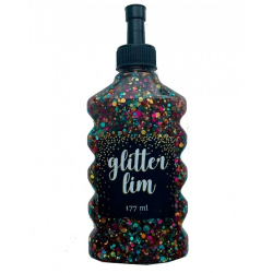 Glitterlim, grov glitter, 177 ml, Klar Multi