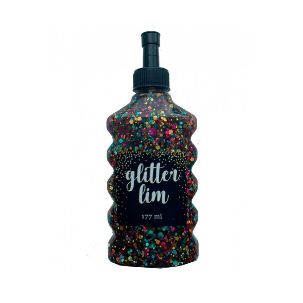 Glitterlim, grov glitter, 177 ml, Klar Multi