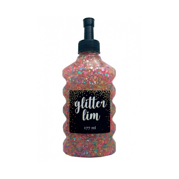 Glitterlim, grov glitter, 177 ml, Lys Pink