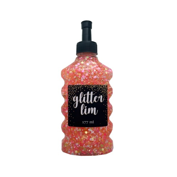 Glitterlim, grov glitter, 177 ml, Orange