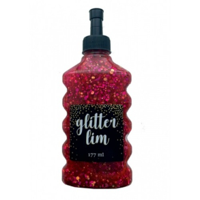 Glitterlim, grov glitter, 177 ml, Rd