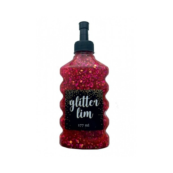 Glitterlim, grov glitter, 177 ml, Rd