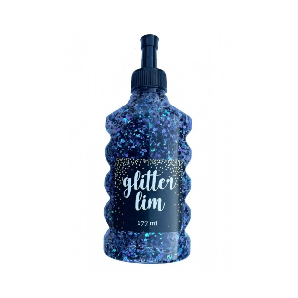 Glitterlim, grov glitter, 177 ml, Sort med bl