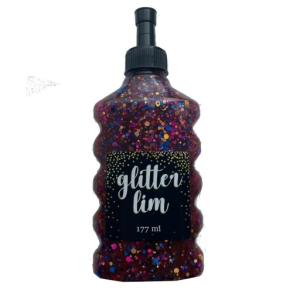 Glitterlim, grov glitter, 177 ml, Sort Multi