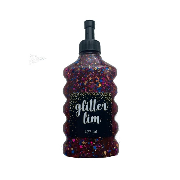 Glitterlim, grov glitter, 177 ml, Sort Multi