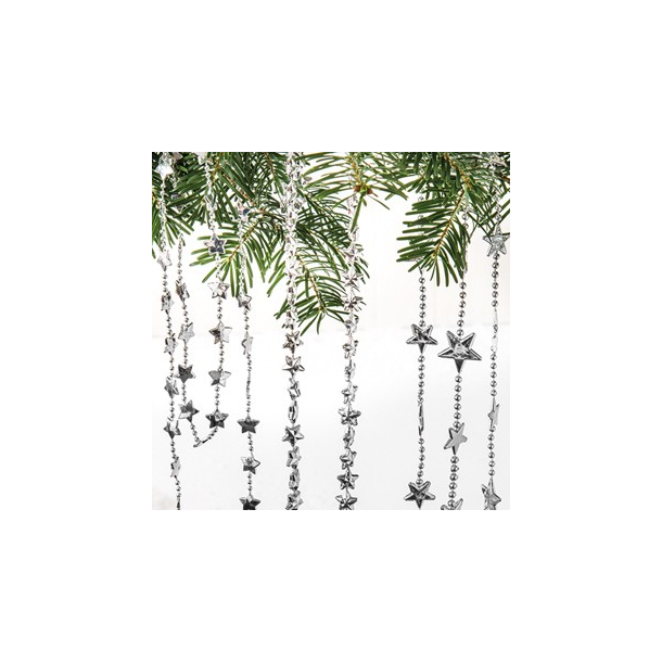 Guirlande, med plast stjerner, slv, 2,7m &ndash; 3 ASS