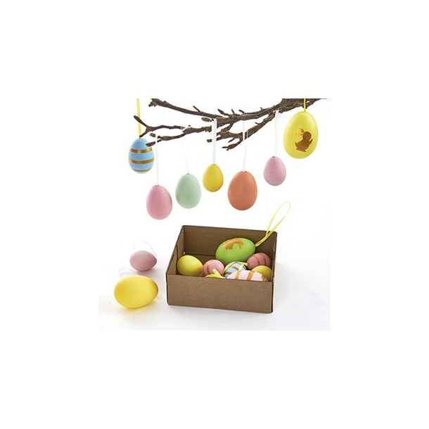 Hngeglavet af plast i ske, 6 stk., ensfarvet