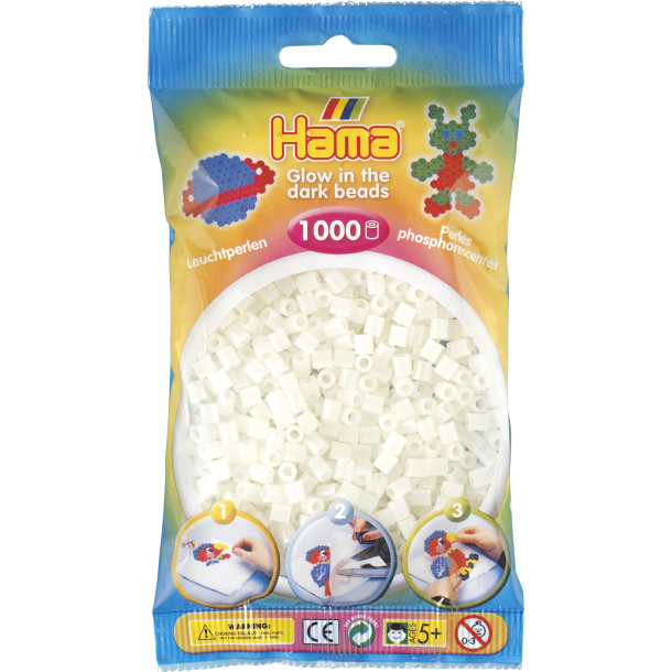 Hama MIDI perler, 1000 stk., grn selvlysende