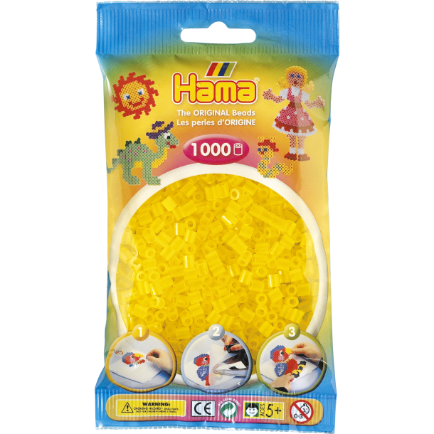 Hama MIDI perler, 1000 stk., gul transparent