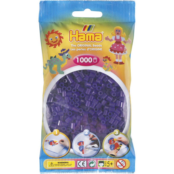 Hama MIDI perler, 1000 stk., lila transparent