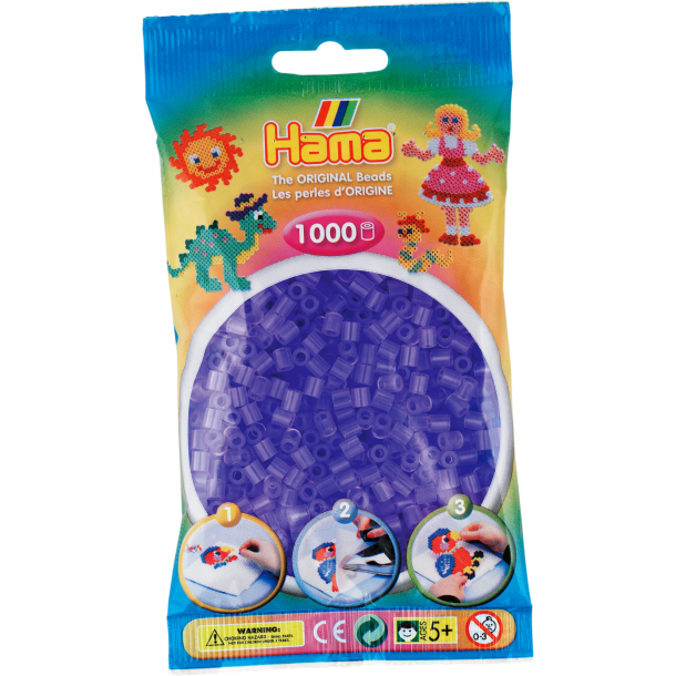 Hama MIDI perler, 1000 stk., lilla transparent