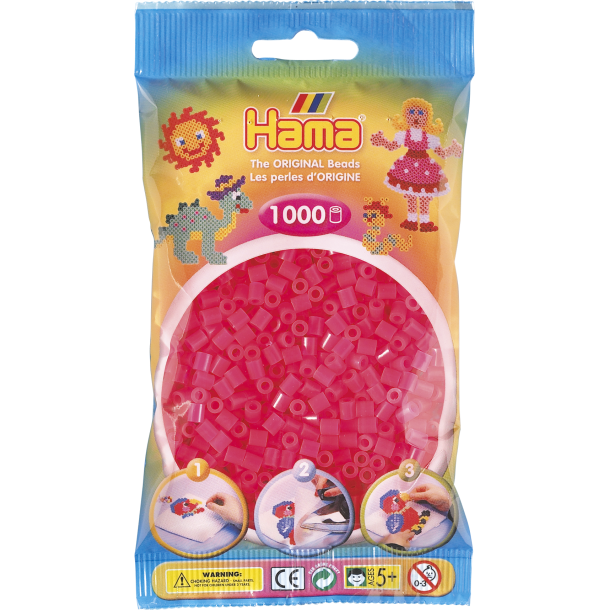 Hama MIDI perler, 1000 stk., neon fuchsia