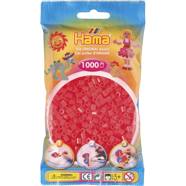 Hama MIDI perler, 1000 stk., neon rd