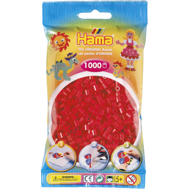 Hama MIDI perler, 1000 stk., rd