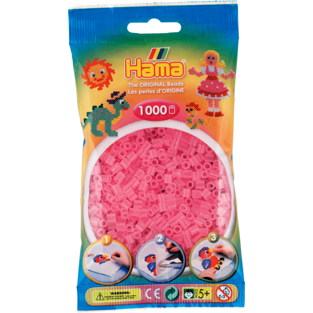 Hama MIDI perler, 1000 stk., rosa transparent