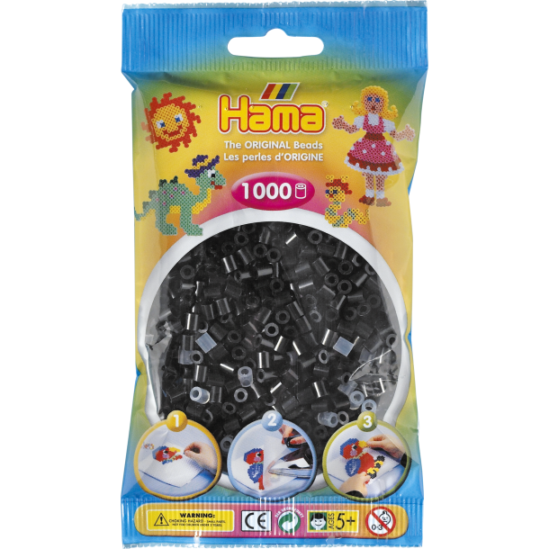 Hama MIDI perler, 1000 stk., sort