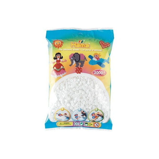 Hama MIDI perler, 3000 stk., Hvid