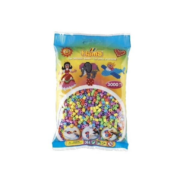 Hama MIDI perler, 3000 stk., Pastel mix