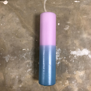 Hndlavede bloklys, lilla/turkis