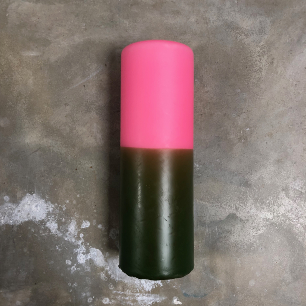 Hndlavede bloklys, pink/grn