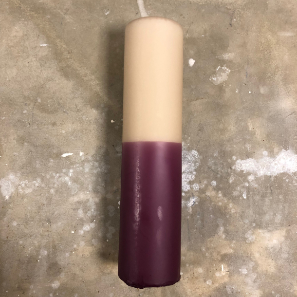 Hndlavede bloklys, sand/lilla